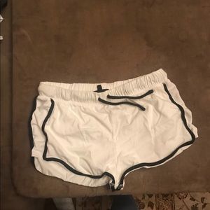 White Topshop Lounge Shorts with Black Trim